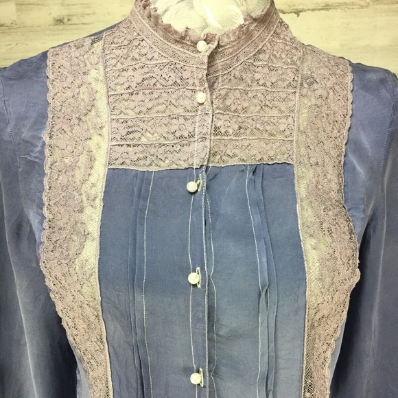 Lauren Ralph Lauren Sz 6P 100% Silk Button Up - Picture 2 of 8